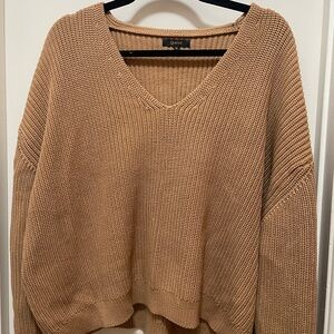Quince Camel V-Neck Sweater